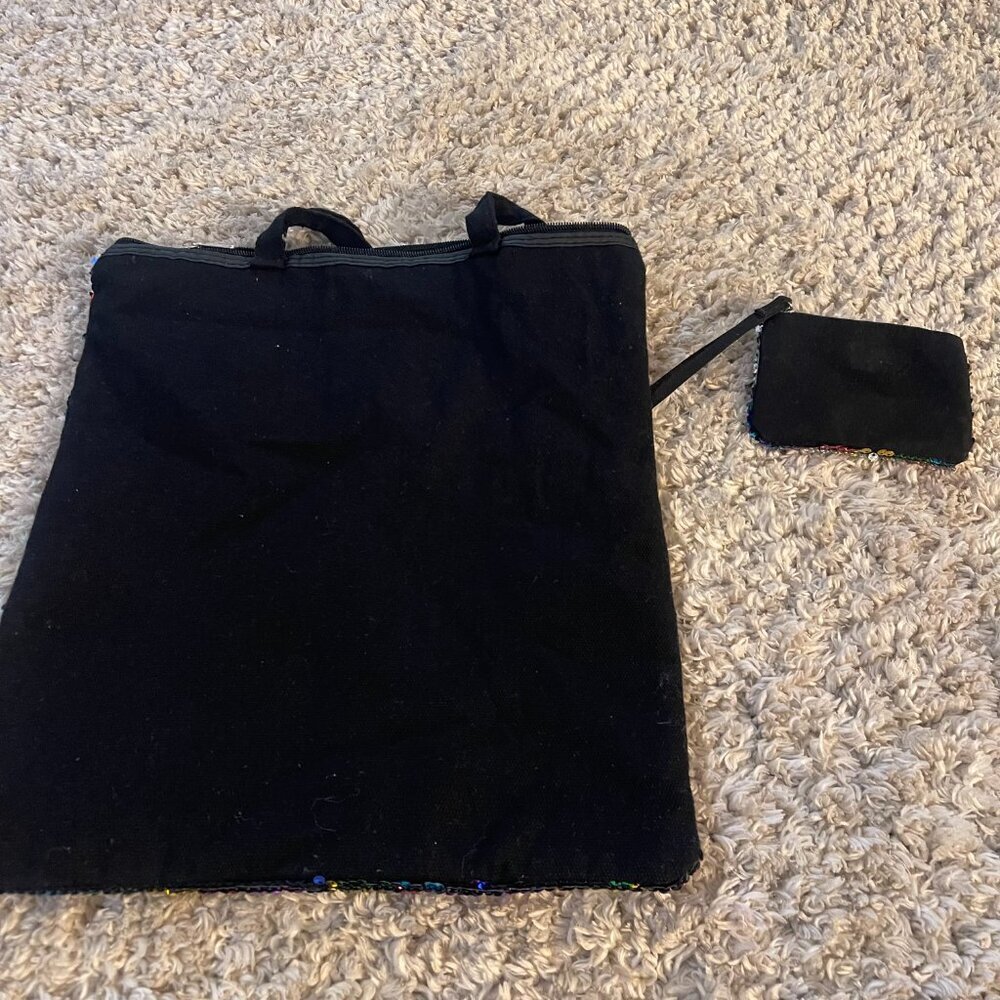 Reversible Sequin Tote + Justice Wristlet Pouch - Picture 3 of 4